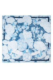 Mavi Lara İpek Desenli Kare Eşarp 90x90