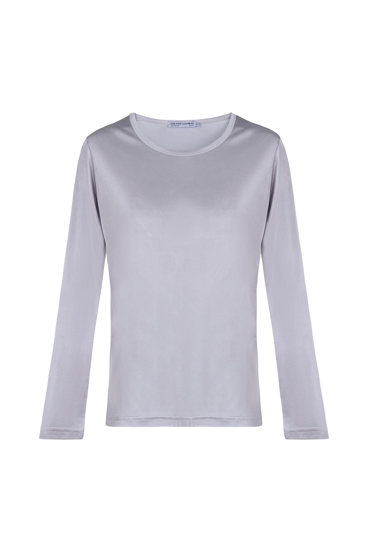 Gri Marina İpekli Yuvarlak Yaka Bluz
