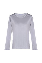 Gri Marina İpekli Yuvarlak Yaka Bluz