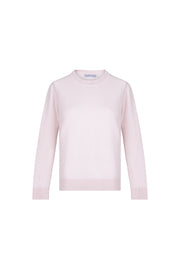 Açık Pembe Agata Saf Kaşmir Yuvarlak Yaka Kazak