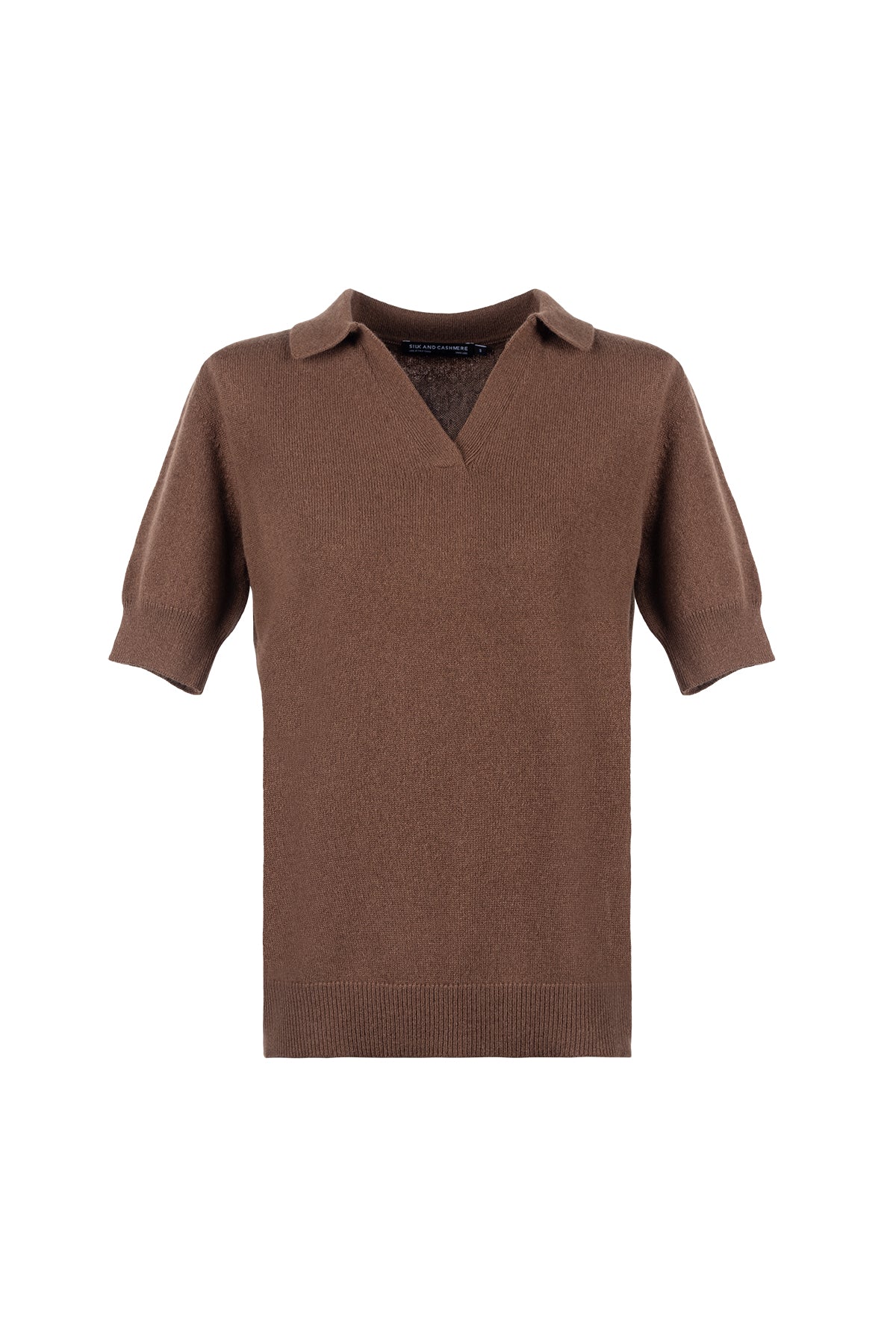 Kahverengi Lilly Saf Kaşmir  Polo Tişört