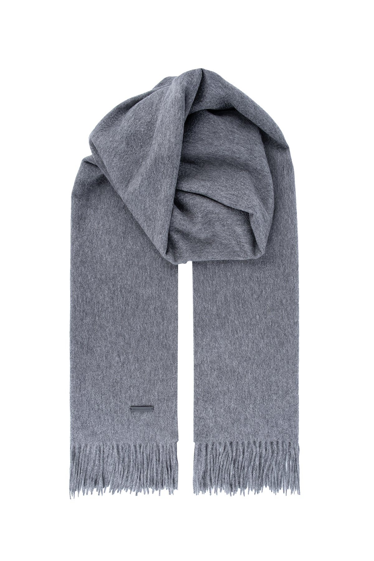 Koyu Gri Rose Saf Kaşmir Şal 74cm*194cm+10cm*2cm