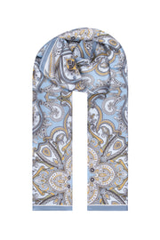 Mavi Ekru Luciana İpek Desenli Fular 55x170 cm