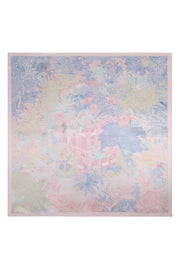 Pembe Lara Saf İpek Baskılı Eşarp 90x90 cm