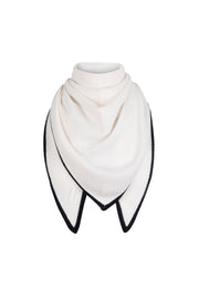 Ekru Saf Kaşmir Üçgen Atkı 73x160x73 cm