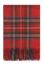 Kırmızı Saf Yün Kareli Battaniye 190x140 cm