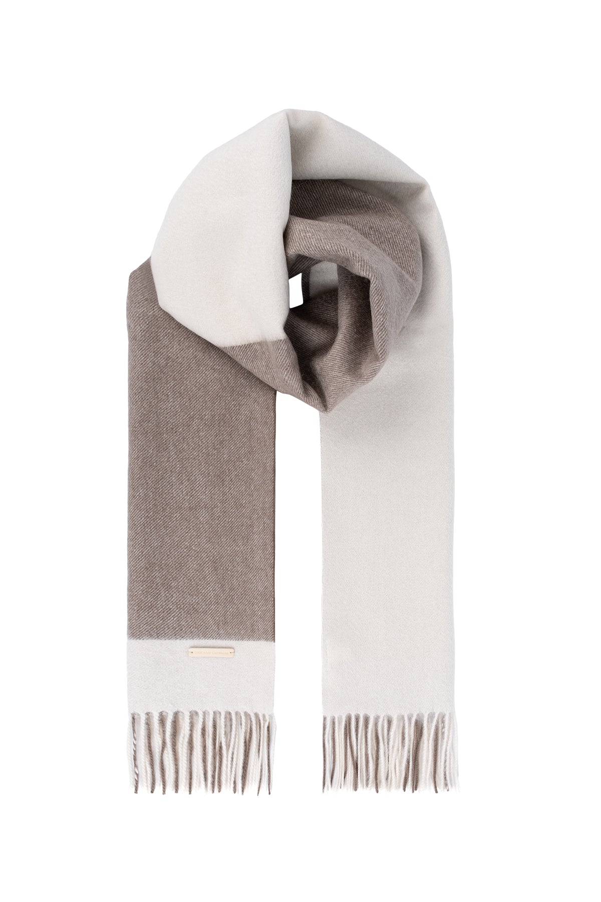 Vizon Rose Saf Kaşmir Renk Bloklu Şal 50cm*164cm+8cm*2cm