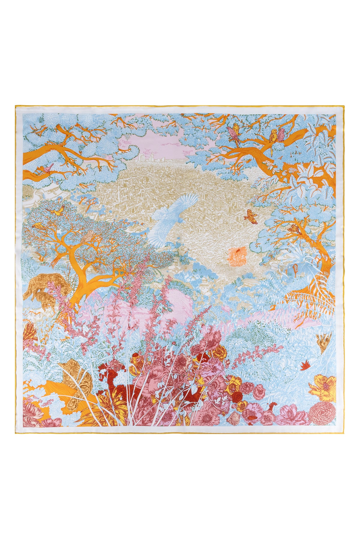 Mavi Lena İpek Desenli Kare Eşarp 70x70 cm