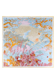 Mavi Lena İpek Desenli Kare Eşarp 70x70 cm