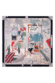 Siyah-Gri Linda Kaşmir Desenli Kare Eşarp 140x140  cm