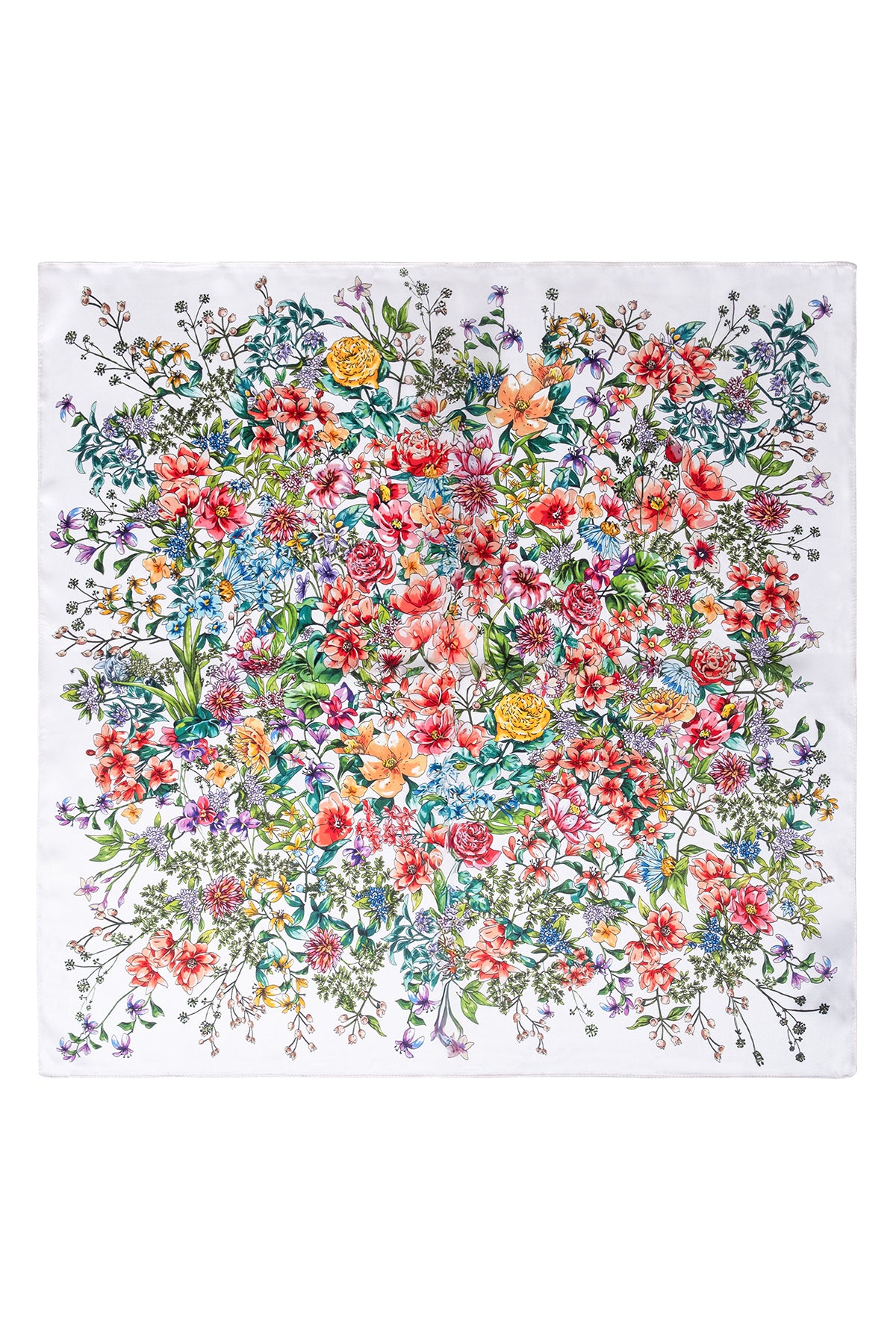 Beyaz Lena Saf İpek Kare Eşarp 70x70 cm