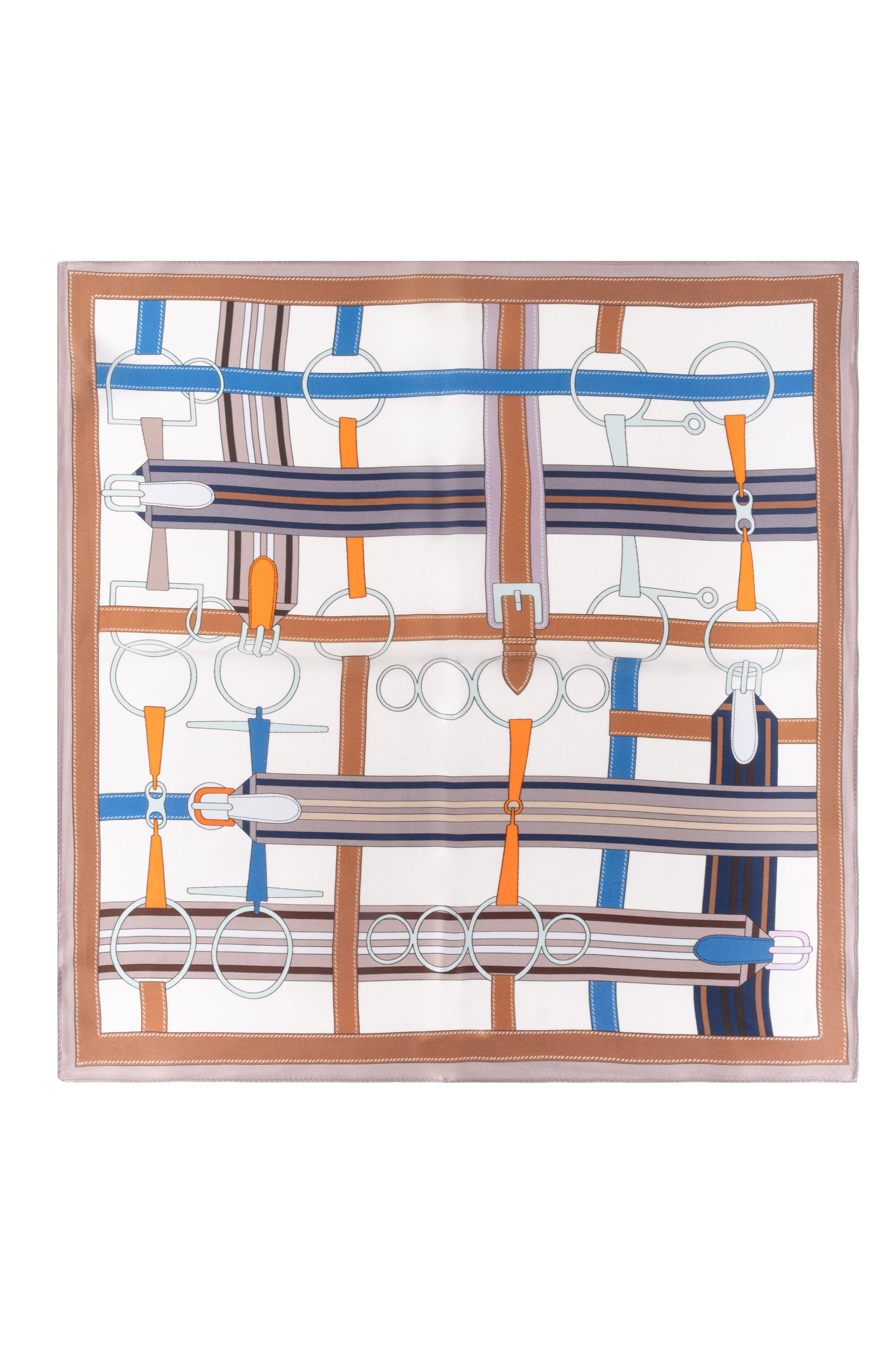 Kahverengi Laila Saf İpek Kare Eşarp 50x50 cm