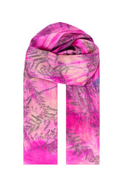 Fuşya Saf İpek El Baskısı Ekolojik Şal 90 x 200 cm