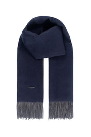 Lacivert Yeşil Rose Saf Kaşmir Çift Taraflı Şal 70x190 cm