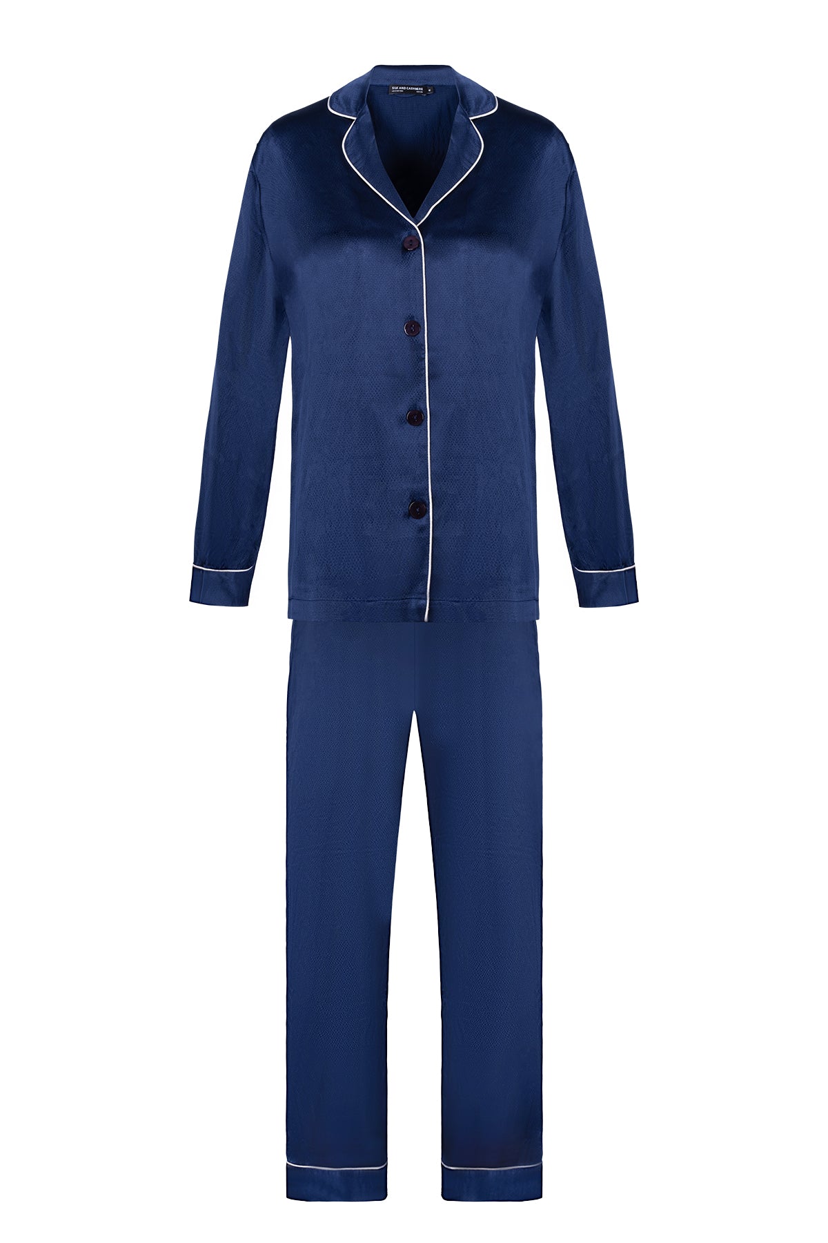 Lacivert Mindy Saf İpek Pijama Seti