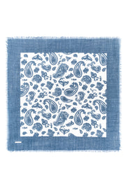 Mavi Jas Desenli Kare Şal 70x70 cm