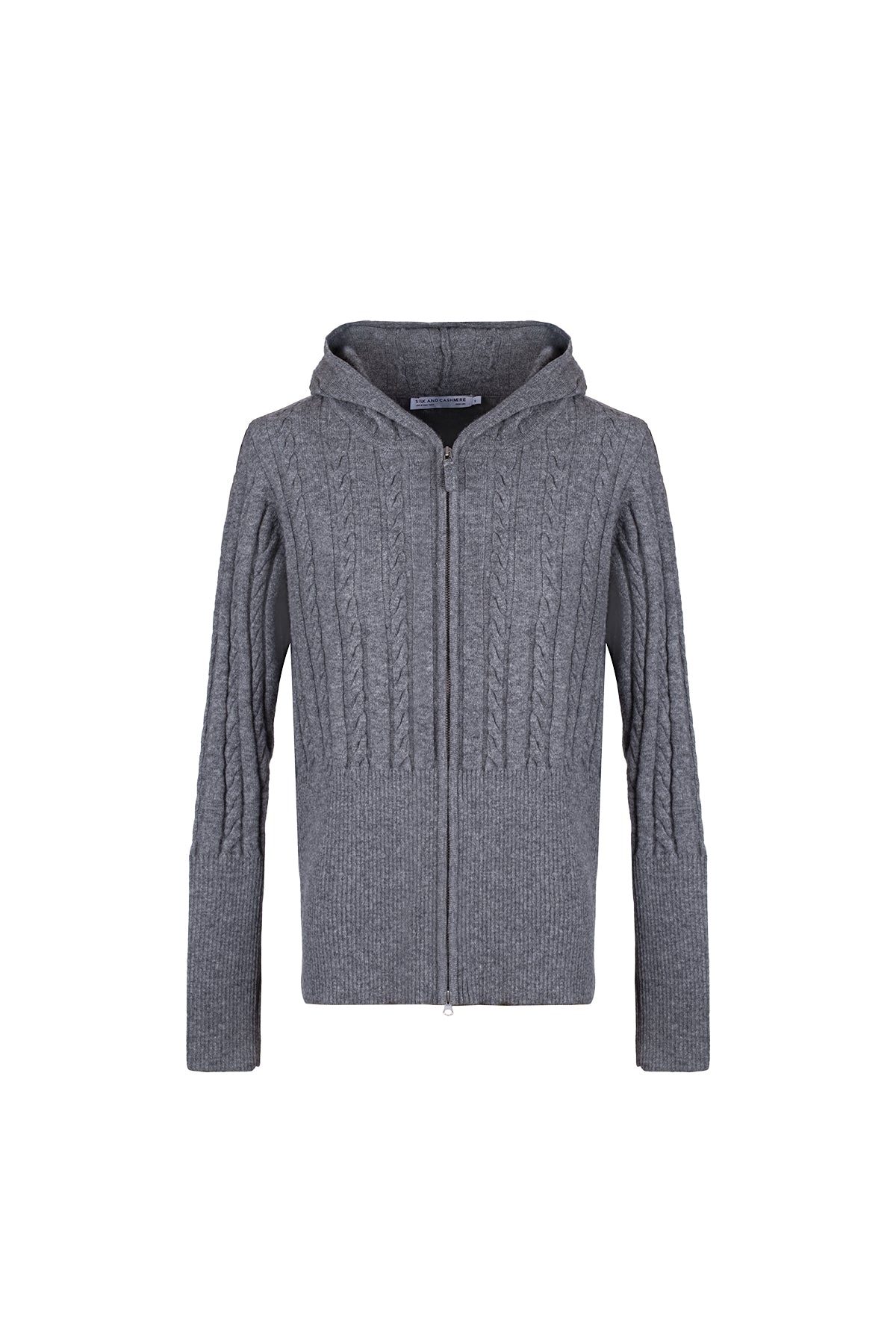 Gri Amelia Yün Kaşmir Kapüşonlu Hırka