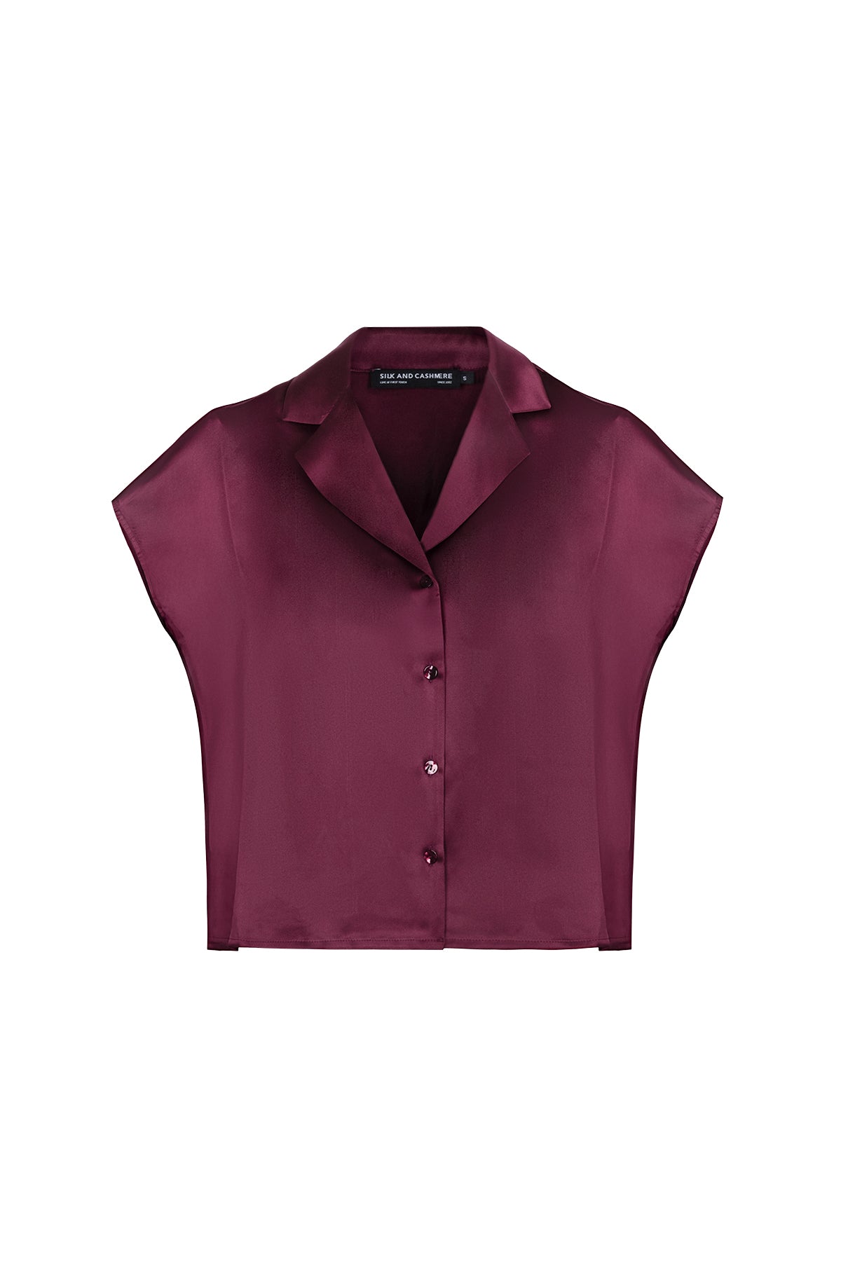 Bordo Astrid Saf İpek Kolsuz Gömlek