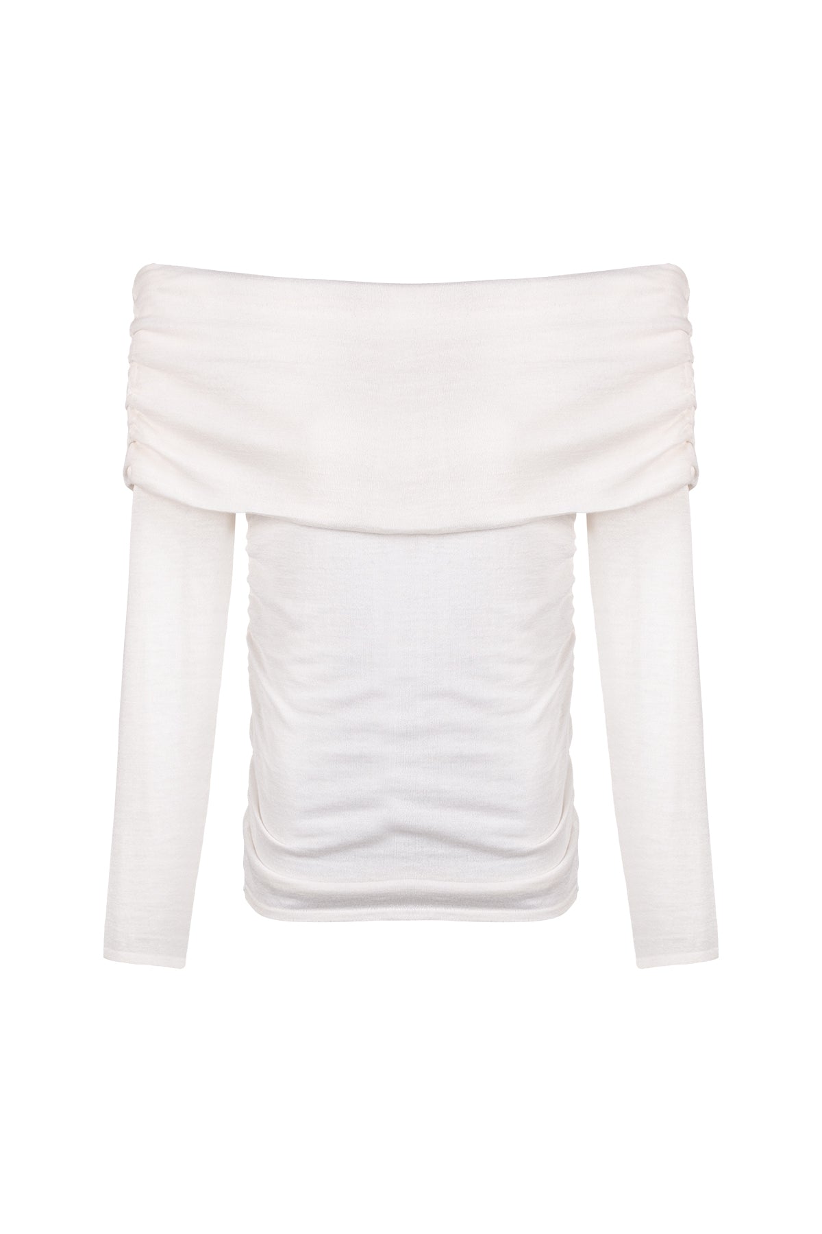 Ekru Ultralight Saf Kaşmir Omuz Dekolteli Triko