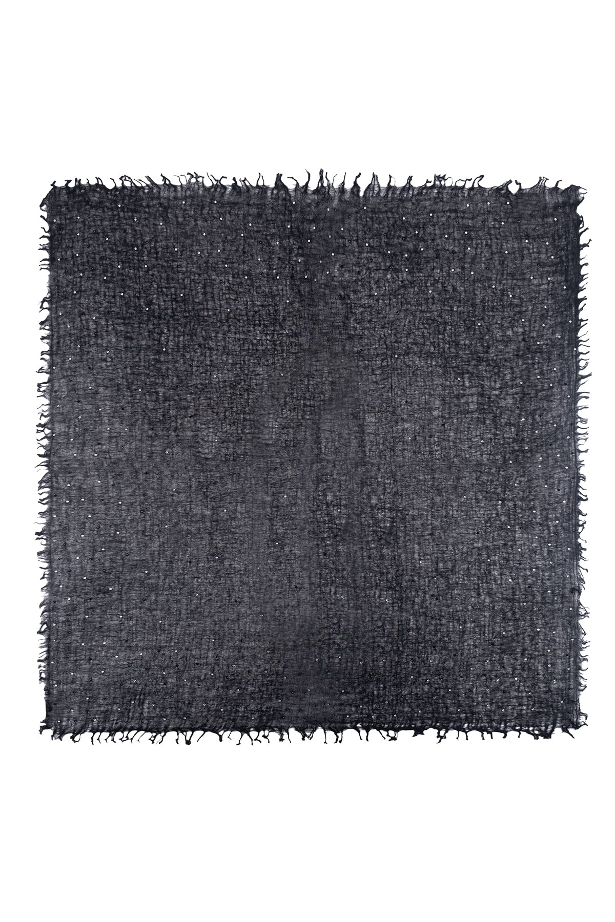 Siyah Jas Saf Kaşmir Taşlı Kare Şal 70x70 cm