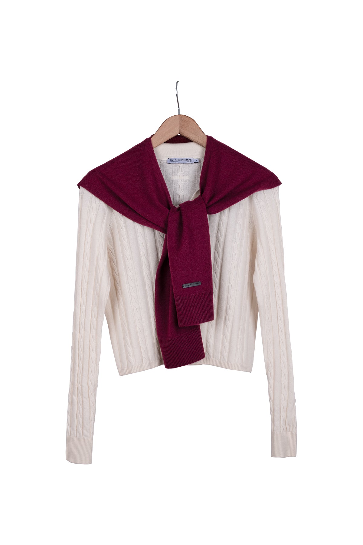 Bordo Lilly Saf Kaşmir Kazak Atkı