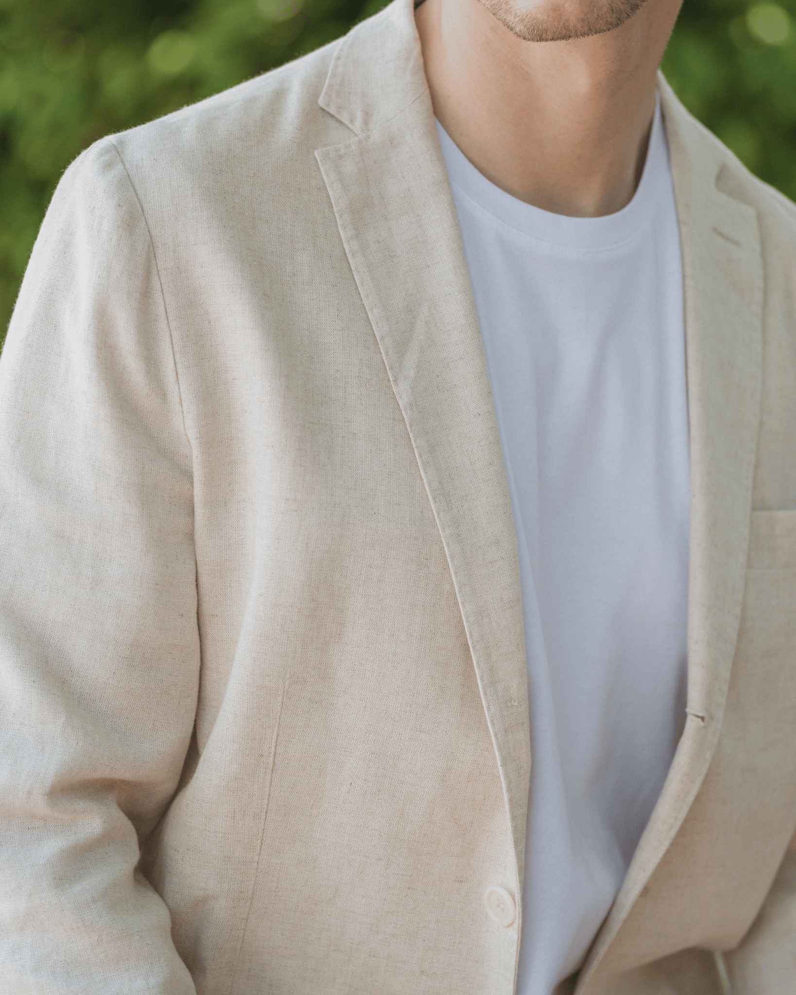 Bej Keten Leon Erkek Ceket