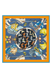 Açık Mavi Laila Saf İpek Roma Küçük Eşarp 50x50 cm