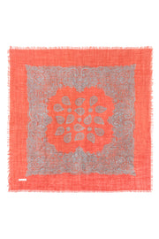 Turuncu Jas  Desenli Kare Şal 70x70 cm