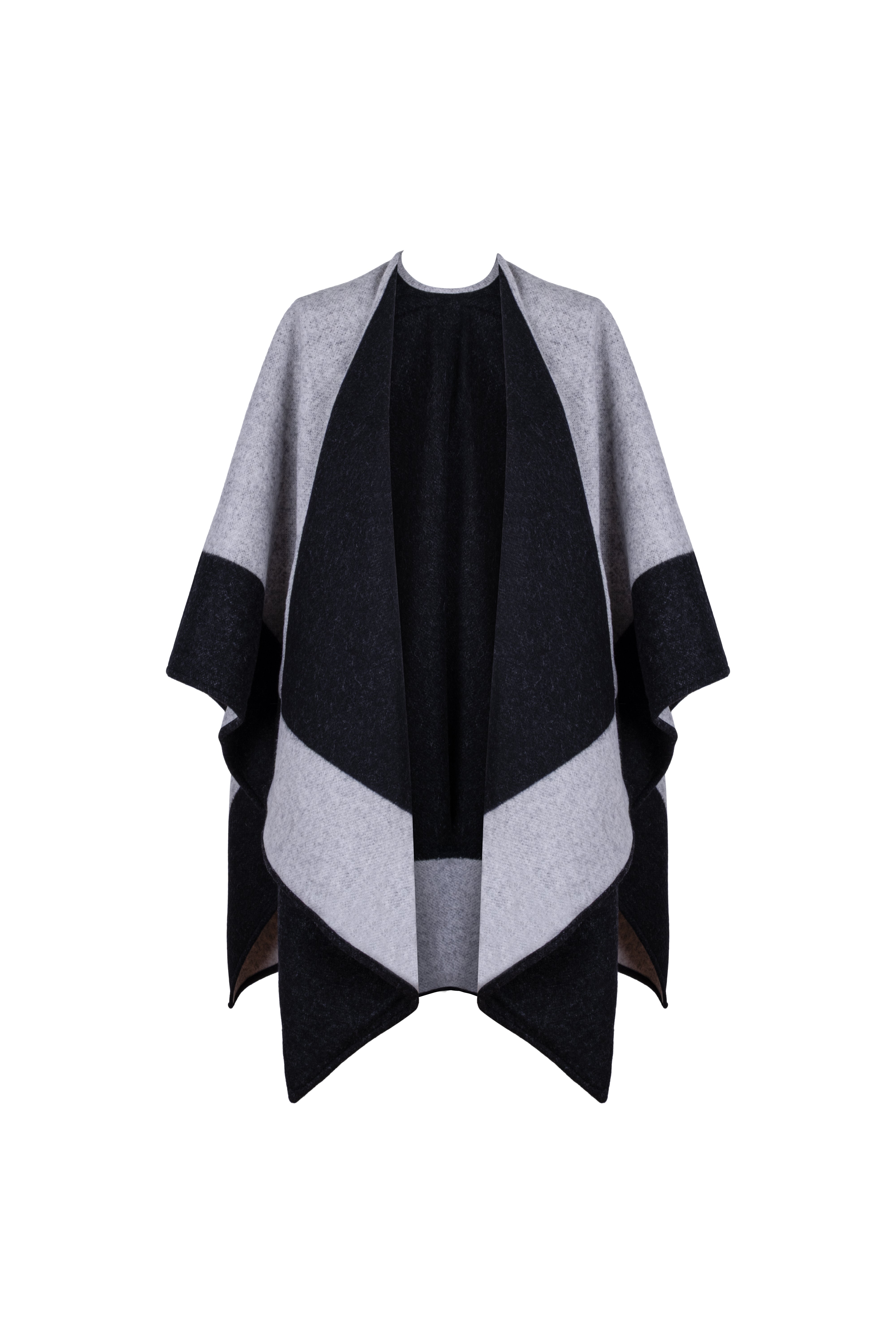 Siyah Laura Saf Yün Panço