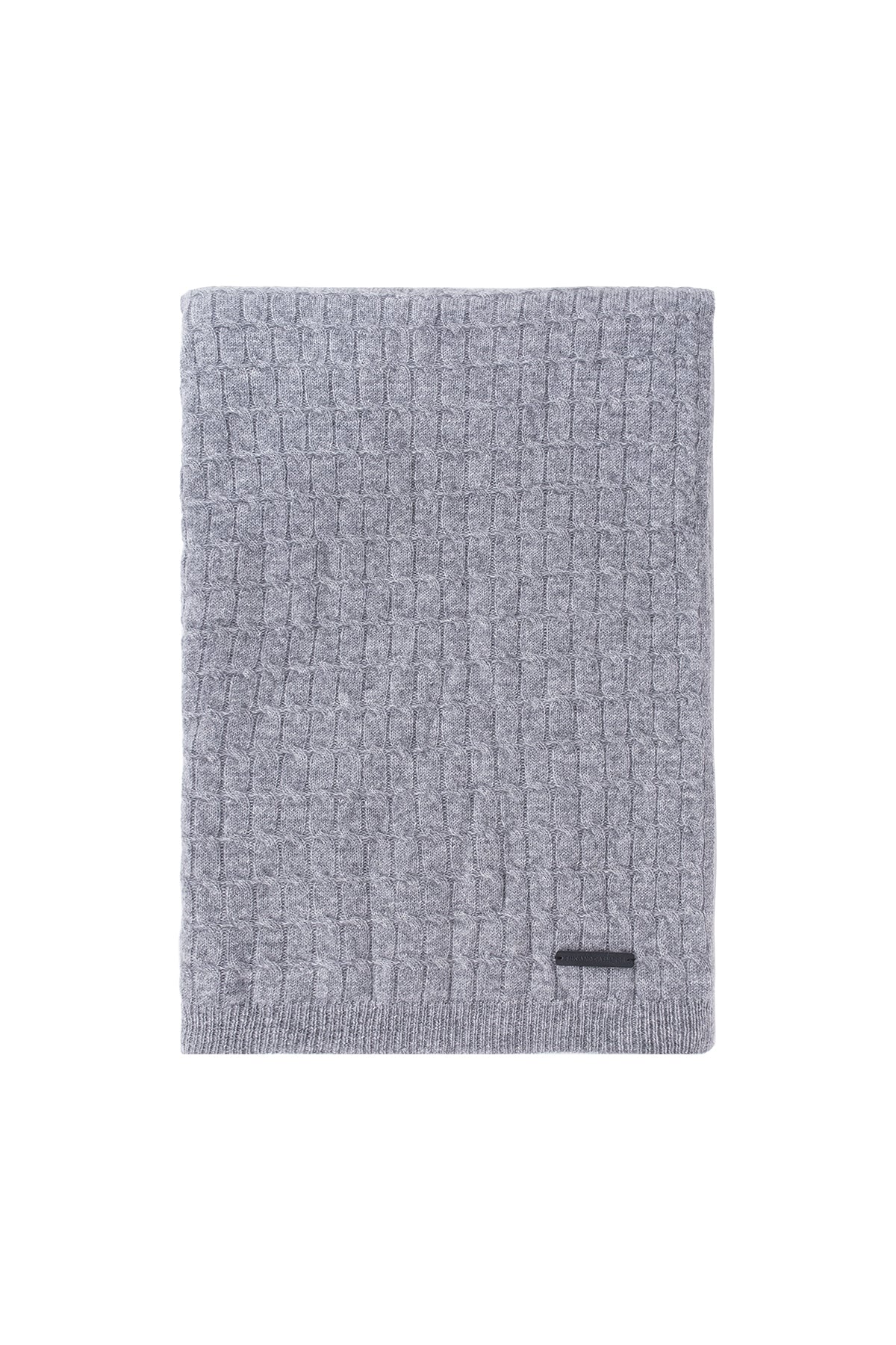 Açık Gri Bebek Saf Kaşmir Saç Örgü Battaniye 110x110 cm