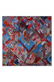 Renkli Lara Saf İpek Roma Çift Taraflı Eşarp 90x90 cm