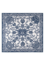 Lacivert Lara İpek Desenli Kare Eşarp 90x90