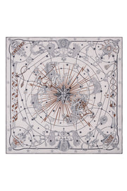 Siyah Ekru Linda Kaşmir Desenli Kare Eşarp 140x140  cm