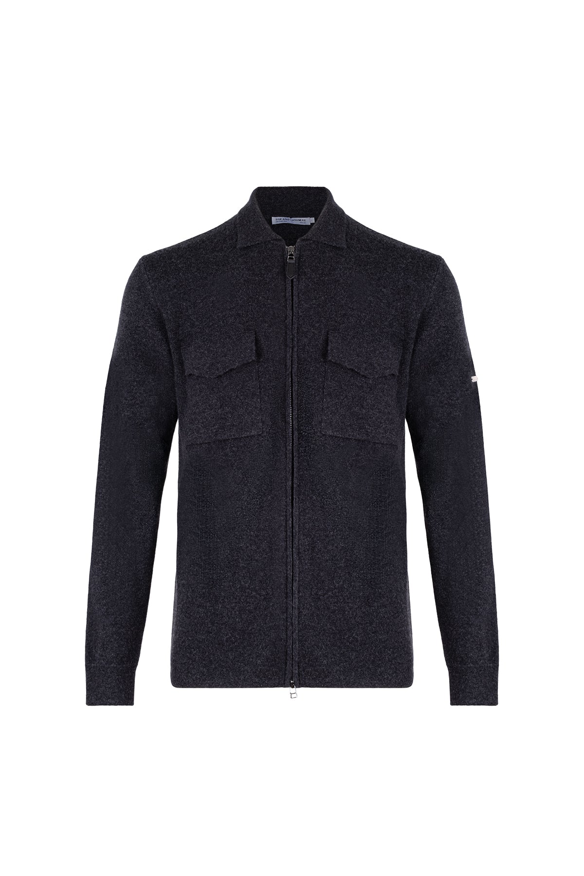 Gri Saf Kaşmir Çelik Örgü Erkek Ceket