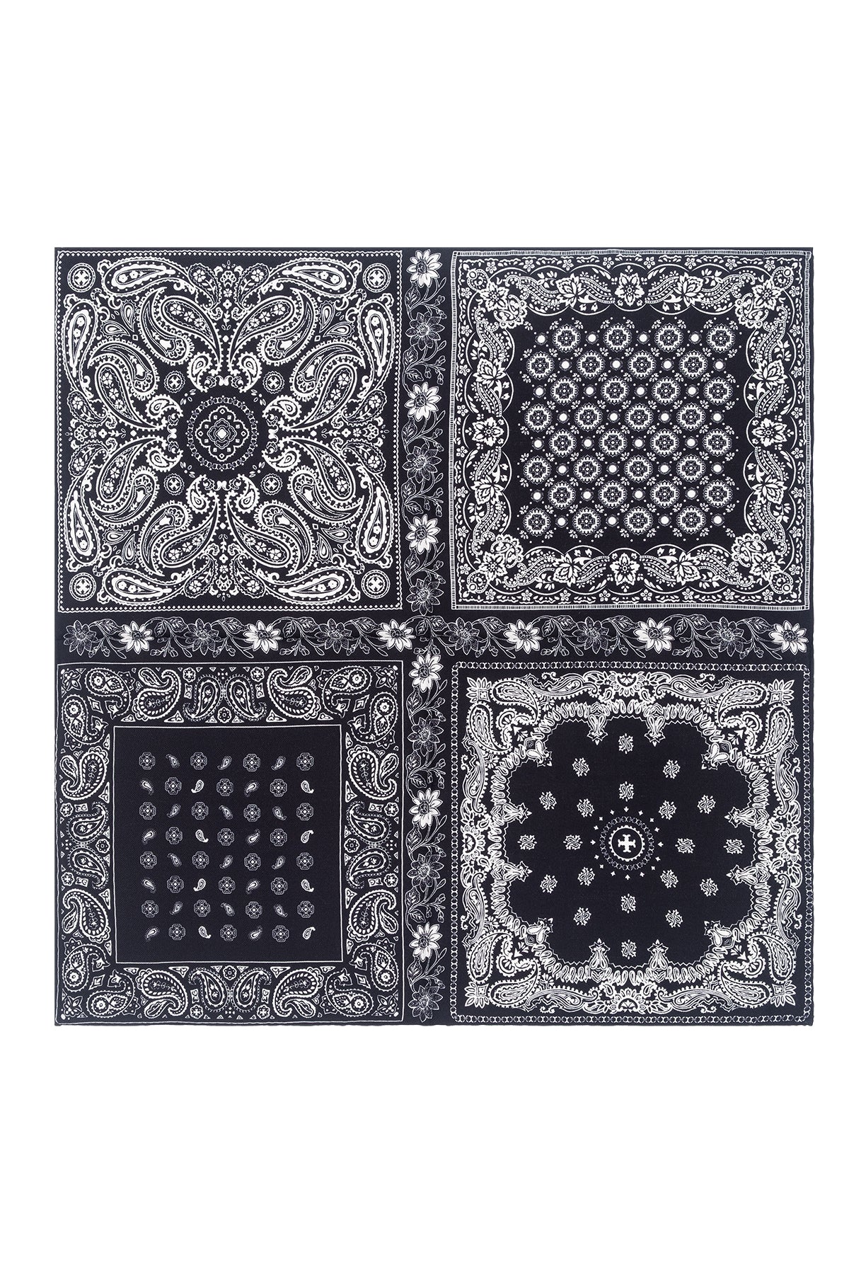 Siyah Lea Saf Kaşmir Baskılı Eşarp 70x 70 cm