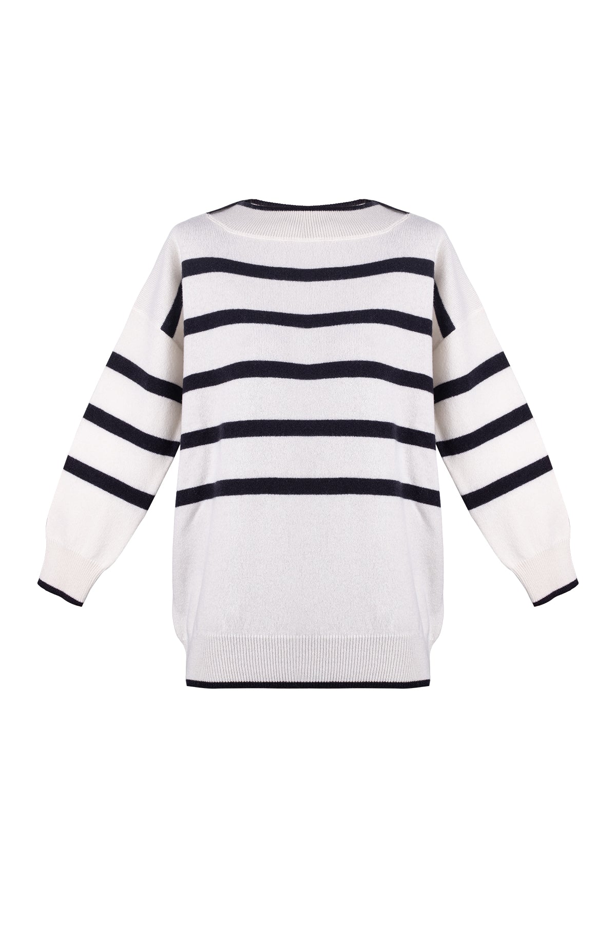 Ekru Isabella Saf Kaşmir Kayık Yaka Kazak