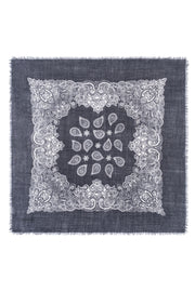 Siyah Jas  Desenli Kare Şal 70x70 cm