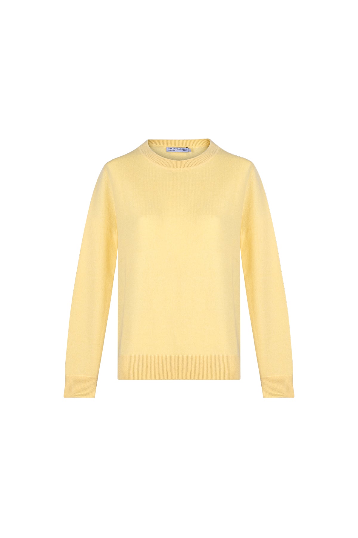Sarı Agata Saf Kaşmir Yuvarlak Yaka Kazak