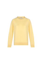 Sarı Agata Saf Kaşmir Yuvarlak Yaka Kazak