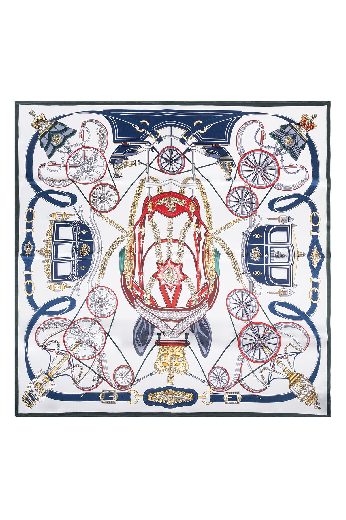 Lacivert Beyaz Lara Saf İpek Baskılı Eşarp 90x90 cm