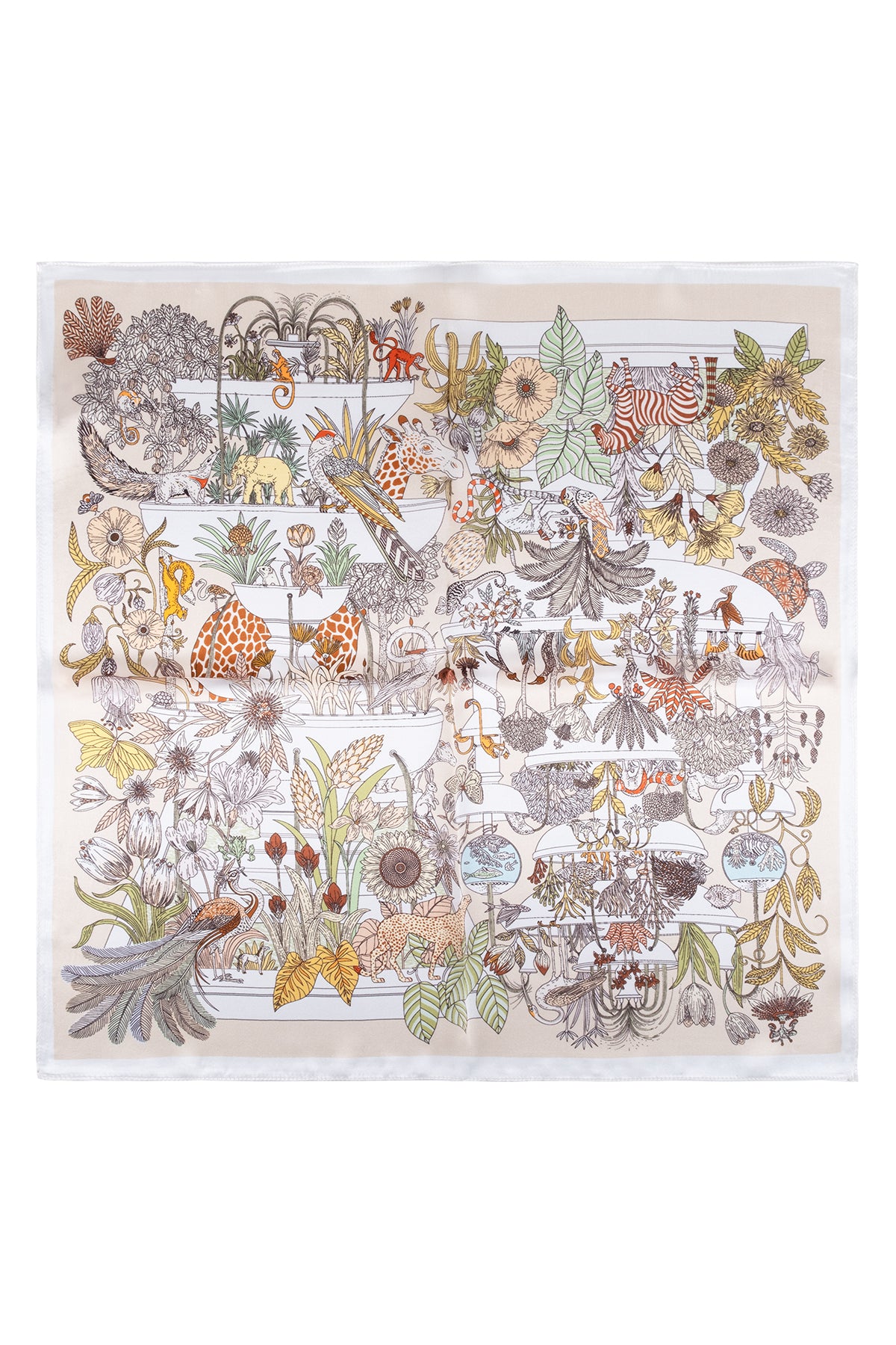 Açık Bej Laila Saf İpek Kare Eşarp 50x50 cm