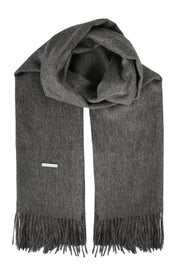 Orta Gri Melanj Saf Kaşmir Rose Kalın Şal 180x60 cm