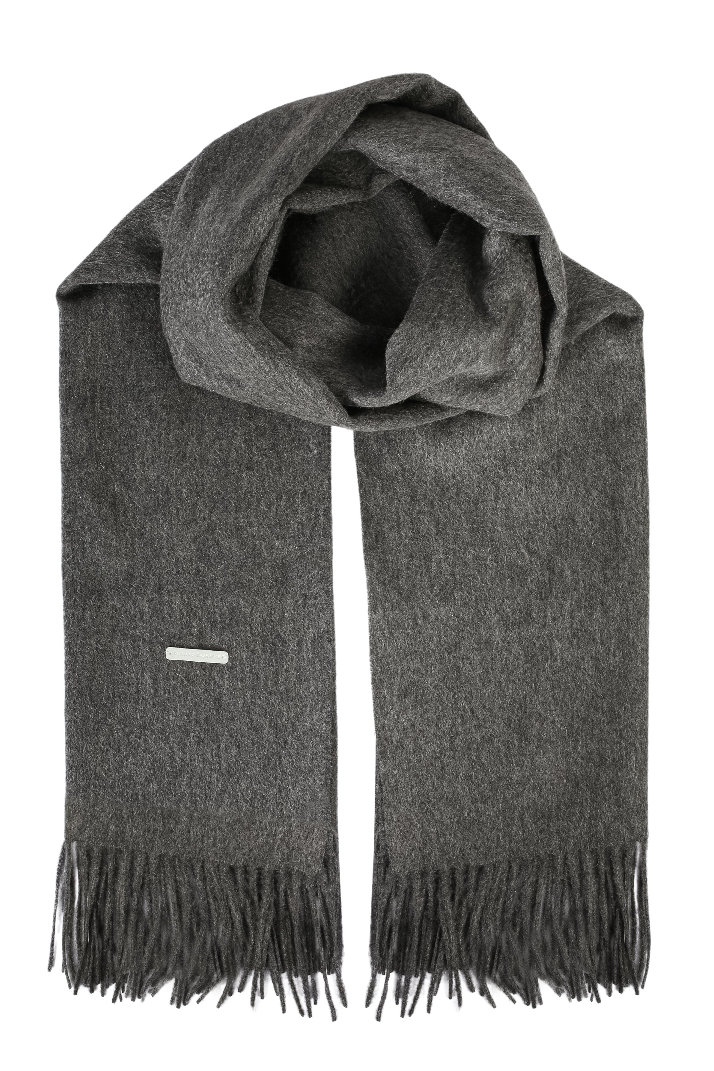 Orta Gri Melanj Saf Kaşmir Rose Kalın Şal 180x60 cm