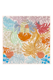 Gül Kurusu Lara Saf İpek Roma Çift Taraflı Eşarp 90x90 cm