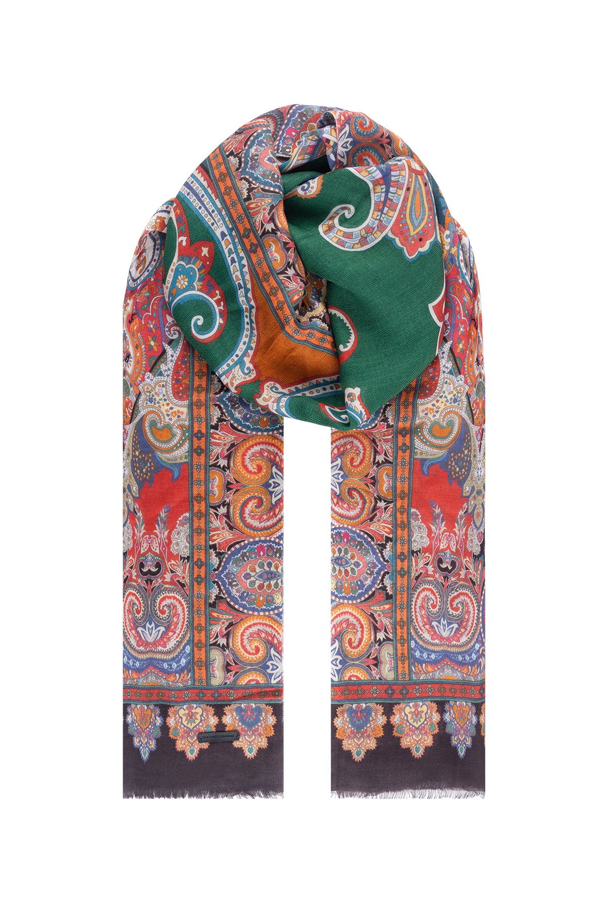 Yeşil Jas Desenli Şal 70x180 cm