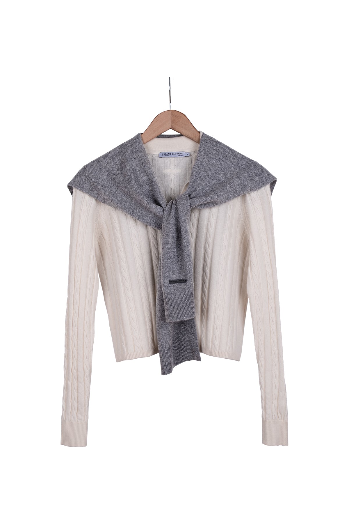 Gri Lilly Saf Kaşmir Kazak Atkı