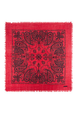 Kırmızı Jas Desenli Kare Şal 70x70 cm