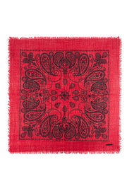 Kırmızı Jas Desenli Kare Şal 70x70 cm