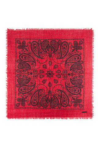 Kırmızı Jas Desenli Kare Şal 70x70 cm