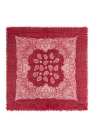 Bordo Jas  Desenli Kare Şal 70x70 cm